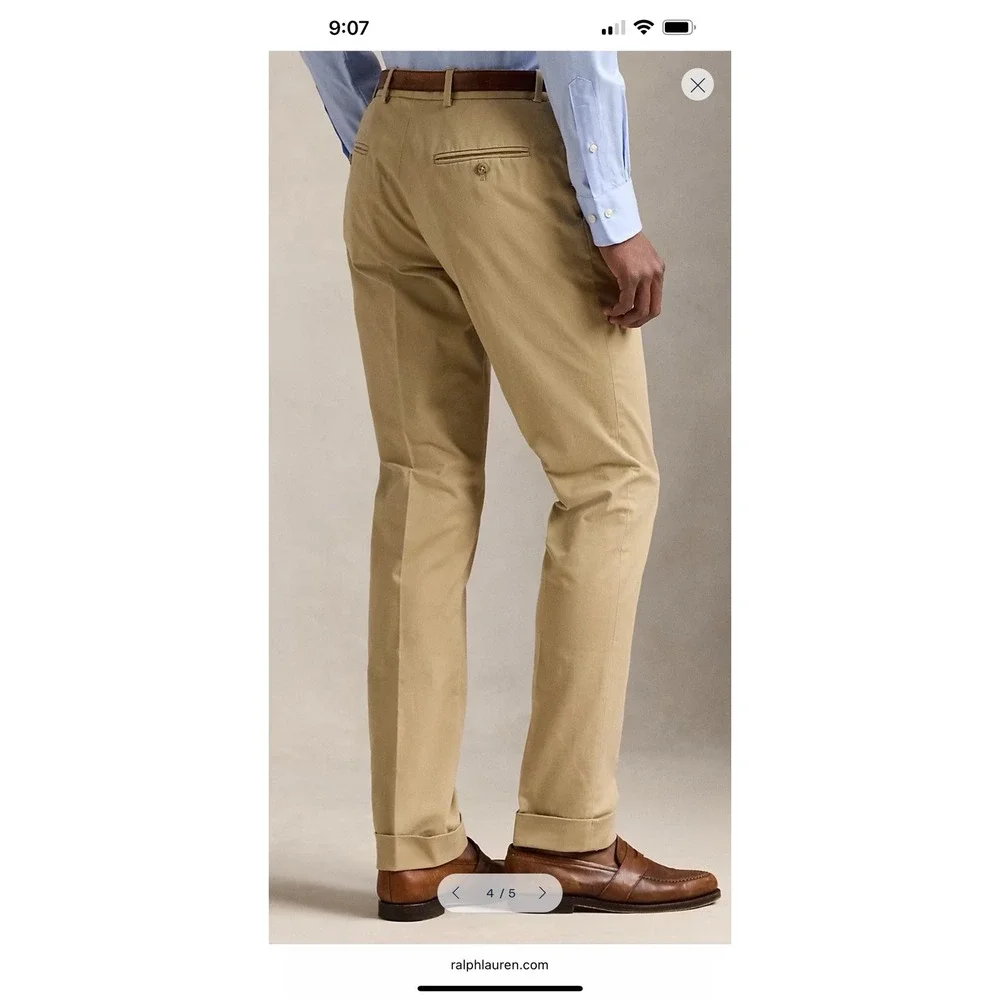 Polo Ralph Lauren Chino Pants Mens 34x34 Slim Fit Cotton Stretch Monument Tan